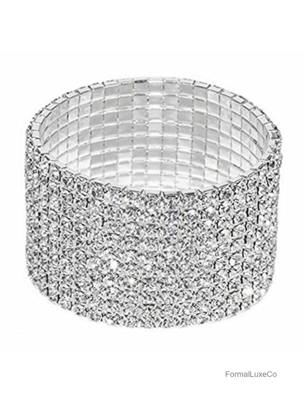 Rhinestone Tennis Stretch Bangle Bracelet Cuff Party Bridal Evening Wear 10 Row